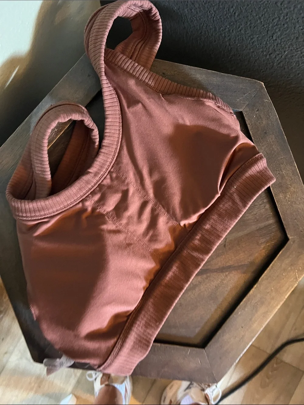ALO Yoga, XS, Ribbed Crop Sports Bra in Terracotta Brown